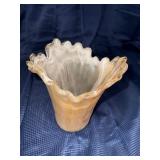 Cream splash glass art vase