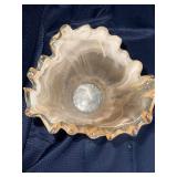 Cream splash glass art vase
