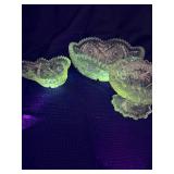 3 pieces of “nucut” pattern glass
