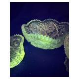 3 pieces of “nucut” pattern glass