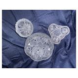 3 pieces of “nucut” pattern glass