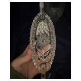 Lot of 2 abp floral etched glass pieces