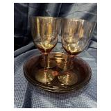 Amethyst glass and 2 amethyst Pyrex dishes