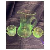 Atomic starburst pitcher and 2 glasses