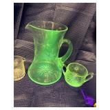 Atomic starburst pitcher and 2 glasses