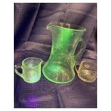 Atomic starburst pitcher and 2 glasses