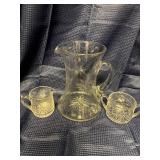 Atomic starburst pitcher and 2 glasses