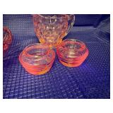 Mix of different pink depression glass pieces