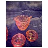 Mix of different pink depression glass pieces