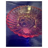 Mix of different pink depression glass pieces