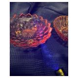 Mix of different pink depression glass pieces