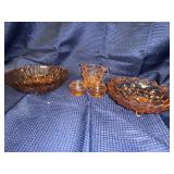 Mix of different pink depression glass pieces