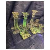 Lot of 7 manganese glass candlestick holders