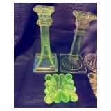 Lot of 7 manganese glass candlestick holders