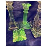 Lot of 7 manganese glass candlestick holders
