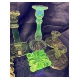Lot of 7 manganese glass candlestick holders