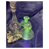 Lot of 7 manganese glass candlestick holders