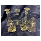 Lot of 7 manganese glass candlestick holders