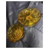 Lot of 2 vintage Amber dishes with pedestal bases