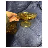 Lot of 2 vintage Amber dishes with pedestal bases