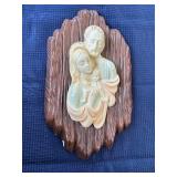 Chalkware holy family scene wall hanging
