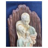 Chalkware holy family scene wall hanging
