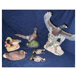Lot of decorative birds, ducks, pheasants