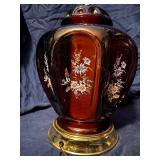 Pair of Vintage Amethyst Floral Bedside Table Lamps
