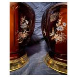 Pair of Vintage Amethyst Floral Bedside Table Lamps