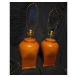 Mcm terra-cotta colored ginger jar lamp set