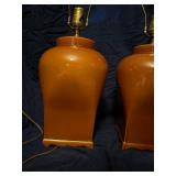 Mcm terra-cotta colored ginger jar lamp set