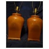 Mcm terra-cotta colored ginger jar lamp set