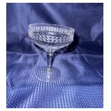 Needle etched crystal champagne coupes that glow