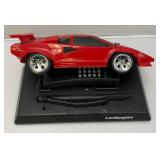 Vintage SoundTrax Technology LAMBORGHINI Telephone With Light Up Headlight, Taillights And Vroom-Vroom Sounds When Rings (Works) In Original box