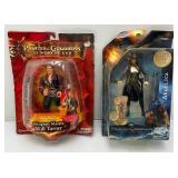 Two Vintage 'Pirates Of The Caribbean' Action Figures Including Weapons Master Will Turner And  Angelica (Both New On Card) Cards beat Up