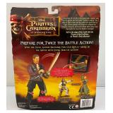 Two Vintage 'Pirates Of The Caribbean' Action Figures Including Weapons Master Will Turner And  Angelica (Both New On Card) Cards beat Up