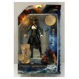 Two Vintage 'Pirates Of The Caribbean' Action Figures Including Weapons Master Will Turner And  Angelica (Both New On Card) Cards beat Up