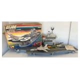 1985 GI Joe USS Flagg Aircraft Carrier Pre-Owned With Original Box (Box Beat Up And Some Pieces Missing) See Photos And 1983 Skystriker (Some Pieces Missing)