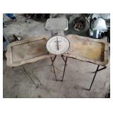 Two Vintage metal tables and Scale