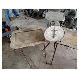 Two Vintage metal tables and Scale
