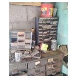 Metal parts organizer with contents