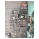 Metal parts organizer with contents