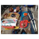 Collection of Vintage toys and sports equipment