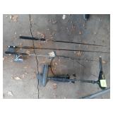 3 fishing rods and tolling motor