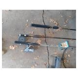 3 fishing rods and tolling motor