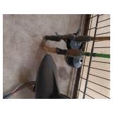 2 fishing rods and trolling motor