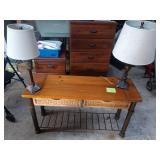 Hallway Table with two drawers and 2 lamps