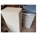 Metal filing cabinet and trash cans (like new)