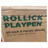 Rollick Playpen 40-Inch 8 Panels (Black) - Baby Play Yard SKU 121-4008-BK-23V22