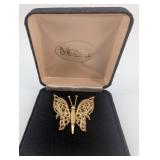 Monet Butterfly Brooch - Filigree Wing Pin in Original Case
